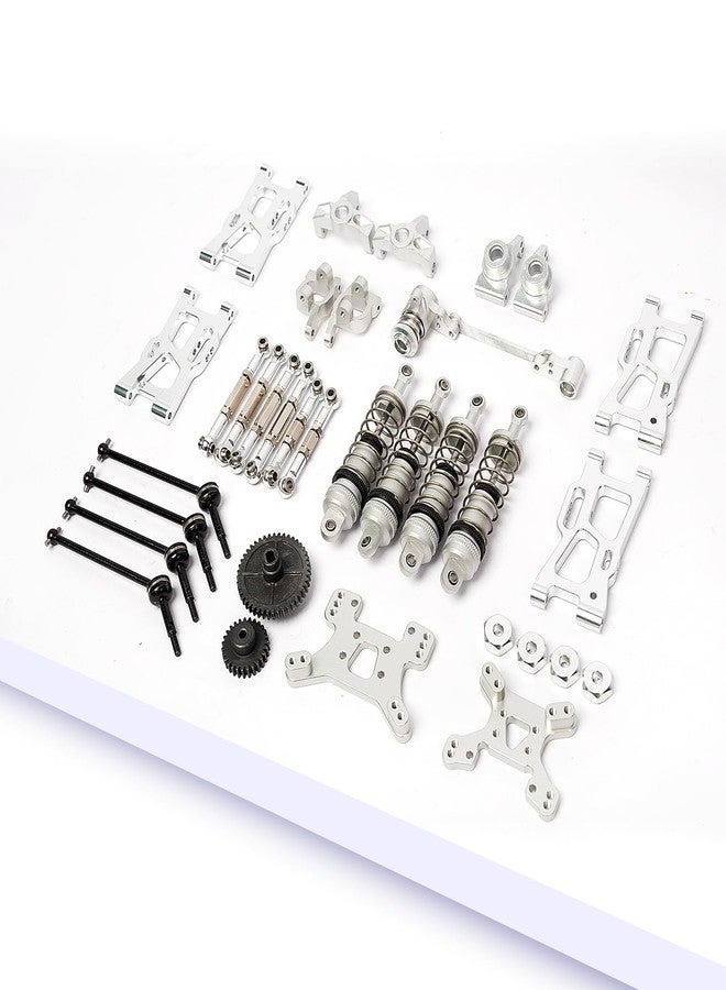 طقم قطع غيار معدنية من Oisunt لترقية سيارات التحكم عن بعد WLtoys بمقياس 1/14 و 1/12، طقم ملحقات ألومنيوم احتياطية مع براغي (فضي) - Image 1